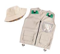 Ajustable E Impermeable Multibolsillos, Para Aventuras Al Aire Libre, Exploración, Campamento Y Jungla | Traje De Explorador Para Niños, Conjunto Infantil Lavable Con Gorra,