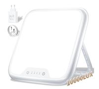 AJVV Lampada SAD, Lampada per Terapia della Luce da 10000 lux, 4 Impostazioni del Timer, Funzione di Memoria, Luminosità Regolabile in Continuo, Lampada per un Umore Felice