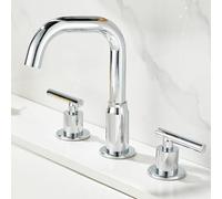 AJYBYUKJ Bacino Mixer Tocco a 3 Fori lavandino da Bagno Rubinetto a Doppia Leva a 360 ° tappa del Bacino Girevole per bagni e Cromo Freddo a Caldo in Cina Beauty Comes