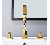 AJYBYUKJ Bacino Mixer Tocco a 3 Fori Tappo da Bacino per bagni a Cascata lavandino Bagno a Doppia Maniglia Calda e Fredda Oro a Base in Cina Beauty Comes