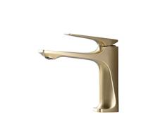 AJYBYUKJ Dispenzzinamento del lavandino da Bagno a Maniglia Singola Ponte a Basse idro -lavabo Mobile in Ottone e Mixer a Freddo, Oro Spazzolato, 1 Beauty Comes
