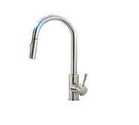 AJYBYUKJ Smart Touch Touch Kitchen LED Crane per sensore Cucina Acqua Tap Lavello Ruota Touch Faucet Water Mixer Tap Easy Installation (Nickel 1067-Crush) Beauty Comes