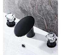 AJYBYUKJ Tocca del Mixer per Bacino Tapsino per lavandino da Bagno a 3 Fori Cascata Calda Calda e Fredda tappa del Bacino per bagni in Nero Fatto in Cina Beauty Comes