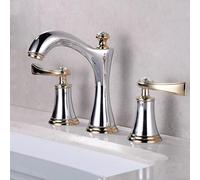 AJYBYUKJ Tocca del Mixer per Bacino Tocca Bacino a 3 Fori per bagni a Doppio Manico al lavandino Bagno Freddo e Acqua Calda Nera a Base in Cina Beauty Comes