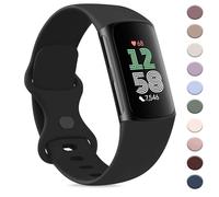 AK Cinturino sportivo compatibile con Fitbit Charge 6/Fitbit Charge 5, unisex, classico, morbido, cinturino di ricambio per Fitbit Charge 6/5 Advanced Fitness e Health Tracker (nero, L)