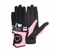 AK Love Guanti da Equitazione per Signore, Uomini e Bambini Guanti da Equitazione per Tutte le Stagioni (Nero/Rosa, 2XS)