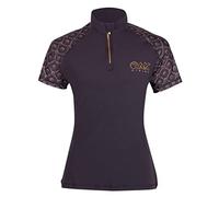 AK Tara AKRS-6061 - Maglia a maniche corte per equitazione, nero/oro, XXL