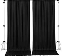 AK TRADING CO. Tende a pannelli con tasche per asta, 3 m di larghezza x 3,7 m di lunghezza, in poliestere, per matrimoni, cerimonie, feste, casa, finestre, colore: nero