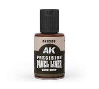 AK Weathering AK12106 PRECISION PANEL LINER - DARK RUST (30ml)