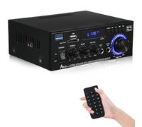 AK45 Amplificatore HiFi Mini Stereo Bluetooth Radio con 12V/240V 2.0 Canali 40W X 2, Telecomando, Ingresso SD/USB, MIC, BT