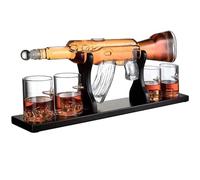 AK47 Big Pistol Whisky Decanter Set - 1000 ML Home White Wine Decanter con 4 tazze Bullet - Ideale per vodka, rum, tequila - Set di bicchieri da brandy in confezione sicura - Base in legno
