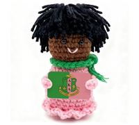 AKA Crest Shield Crochet Figura, rosa verde tema regali fatti a mano | AKA Sorority Regali per donne nere afroamericane, magia ragazza nera, decorazione da scrivania per casa e ufficio