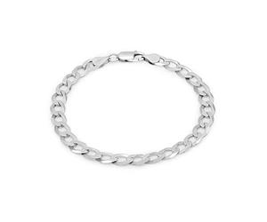 Aka Gioielli® - Bracciale in Argento Sterling 925 Rodiato Catena 7mm Grumetta Piatta per Uomo Donna - lunga 21,6 cm