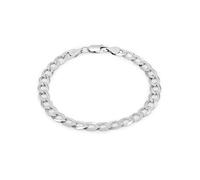 Aka Gioielli® - Bracciale Uomo Donna Argento 925 Rodiato - Catena 7.2 mm Maglia Grumetta Piatta Cubana - Lunghezza: 19 20 22 cm - Made in Italy
