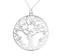 Aka Gioielli® - Collana con Ciondolo Albero della Vita e Cristalli in Argento 925 Rodiato, Modello Potere Femminile, Regalo donna e ragazza
