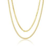 Aka Gioielli® - Collana Donna Uomo in Argento Sterling 925 Placcato Oro Giallo - Catena Cubana Barbazzale 4mm Diamantata - lunga 45 cm