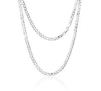 Aka Gioielli® - Collana Donna Uomo in Argento Sterling 925 Rodiato - Catena 5 mm Maglia Grumetta Piatta Diamantata - lunga 65 cm
