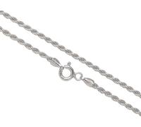 Aka Gioielli® - Collana Donna Uomo in Argento Sterling 925 Rodiato - Catenina 2 mm Maglia Corda - lunga 45 cm