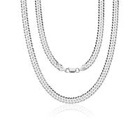 Aka Gioielli® - Collana in Argento Sterling 925 Massiccio - Catena 6mm Maglia Grumetta Doppia per Uomo - lunga 70 cm