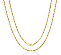 Aka Gioielli® - Collana Uomo Donna in Argento Sterling 925 Placcato Oro Giallo - Catena Maglia Corda 3mm - lunga 55 cm
