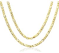 Aka Gioielli® - Collana Uomo Donna in Argento Sterling 925 Placcato Oro Giallo - Catena Maglia Figaro 5mm - lunga 55 cm
