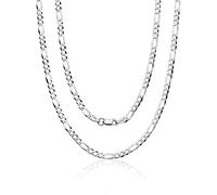 Aka Gioielli® - Collana Uomo Donna in Argento Sterling 925 Rodiato - Catena Maglia Figaro Piatta 4.4 mm - lunga 60 cm