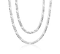 Aka Gioielli® - Collana Uomo Donna in Argento Sterling 925 Rodiato - Catena Maglia Figaro Piatta 5.2 mm - lunga 70 cm