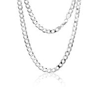 Aka Gioielli® - Collana Uomo in Argento Sterling 925 Rodiato - Catena 9 mm Modello Grumetta Piatta Diamantata - lunga 75 cm