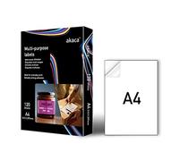 akaca Carta Adesiva Opaco Stampabile A4-120 Fogli Etichette Autoadesive per Stampanti Laser/Inchiostro, 210x297 mm | Superficie ScriviBile, Adesivo Permanente, Eco-Riutilizzabile