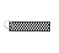 Akachafactory Portachiavi Aeronautica Bandiera Stampato Checkered Nero Bianco a Scacchi