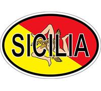 Akachafactory Sticker Adesivi Adesivo Bandiera Ovale codice Paese Sicilia Siciliano