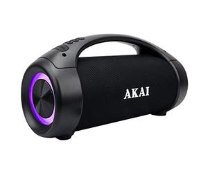 Akai Boombox Soundblaster Ghettoblaster Bluetooth altoparlante impermeabile IPX5, 50 W Bluetooth Box portatile senza fili Stereo Sound, LED Show, A2DP Bluetooth 5.0 Speaker per interni ed esterni e