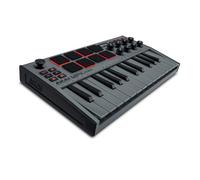 Akai Professional MPK Mini MK3 - Tastiera MIDI Controller USB a 25 Tasti con 8 Drum Pad Retroilluminati, 8 Manopole, Software e Native Instruments Sound Package (NKS Integration), Colore Griggio