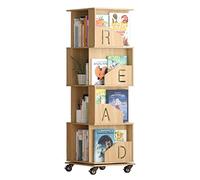 AKALNNB Libreria girevole a 360° in legno massello libreria rimovibile mensola rimovibile con ruote installazione semplice