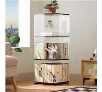 AKALNNB Libreria girevole a 360° - Libreria verticale a 3/4/5 ripiani, libreria rotante in acrilico, scaffale per libri per foto da pavimento per bambini, semplice da riporre