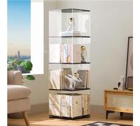 AKALNNB Libreria girevole a 360° - Libreria verticale a 3/4/5 ripiani, libreria rotante in acrilico, scaffale per libri per foto da pavimento per bambini, semplice da riporre