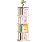AKALNNB Libreria girevole creativa, libreria girevole a 360°, semplice smontaggio, libreria angolare per studenti, per ufficio, soggiorno, studio, rosa, 50
