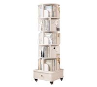 AKALNNB Libreria rotante bianca, libreria angolare a 4/5 livelli, scaffale per libri a 360 display, libreria girevole in piedi organizer per libri stretto