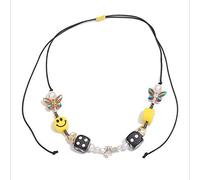 AKAMAS Catena clavicola, collana multielemento con teschio e perle, stile hip-hop (1 pezzo)., Kupfer,Legierung, Perla