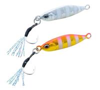Akami Pin Jig Micro Jig - Esca da Jigging Affondante per Sgombri, Sugarelli e Tonnetti - Perfetto per il light shore jigging e vertical da barca (1 ZEBRA GLOW + 1 ZEBRA GLOW, Jig 10 gr | 46 mm)
