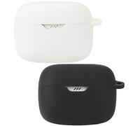 Akancy compatibile per JBL Tune BEAM Custodia per cuffie,[Supporta la ricarica wireless] [Custodia protettiva antiurto] Custodia protettiva in silicone protettiva per cuffie (black white)
