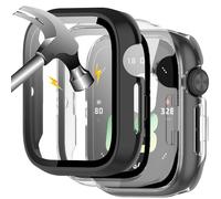 Akanry [3 Stück] Custodia rigida compatibile con HONOR Watch 5 con pellicola protettiva, 9H Durezza Hart PC Case sottile in vetro temperato per Smart, 2trasparente+nero
