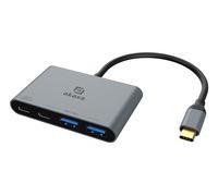 Akasa USB Type-C 4-In-1 Hub 4 Porte USB-C® (USB 3.1) Multiport Hub con spina USB-C, Con porta di ricarica rapida Allumi