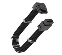 Akasa 90 gradi 12 VHPWR - Cavo da 12 + 4 pin a 12 + 4 pin maschio a femmina, 16 AWG, 30 cm (nero), massimo 600 W, ATX 3.0 PSU, compatibile con RTX 4090 4080 4070Ti 3090Ti Graphics Card,