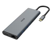 Akasa Dock USB Type-C 14-In-1 | Doppio HDMI 4K, VGA 1080P, 2 porte di tipo C, 3 USB 3.2, 2 USB 2.0, Ethernet, lettore di schede SD/Micro, jack audio | 60W PD | Grigio siderale | AK-CBCA28-18BK