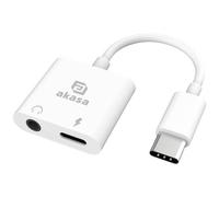 Akasa USB Type-C to Headphone Jack & PD 15W charging port AK-CBCA30-08WH