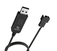 Akasa AK-CBFA10-60BK - Cavo convertitore di Tensione Step-up da 5 V a 12 V CC, per USB Tipo A a Ventola PC a 3 Poli e 4 Pin, 0,6 m, Uscita Fino a 12 V/0,7 A