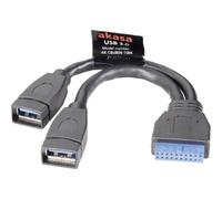 Akasa AK-CBUB09-15BK cavo di interfaccia e adattatore USB3.0 19-pin 2 x USB3.0 Nero