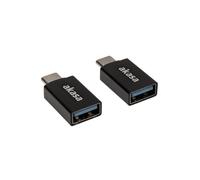 Akasa USB Type-C Maschio a USB Type-A Femmina Adapter | USB 3.2 Gen 2 | Up to 10 Gbps | Support Fast Charge | Compatible with Power Bank, PC, Laptop, Phone, Tablet | 2 Pack | Black | AK-CBUB62-KT02