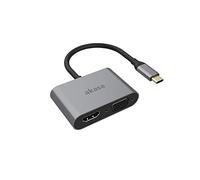 Akasa Compatibile USB Typ C 2-in-1 Display-Adapter - Silber